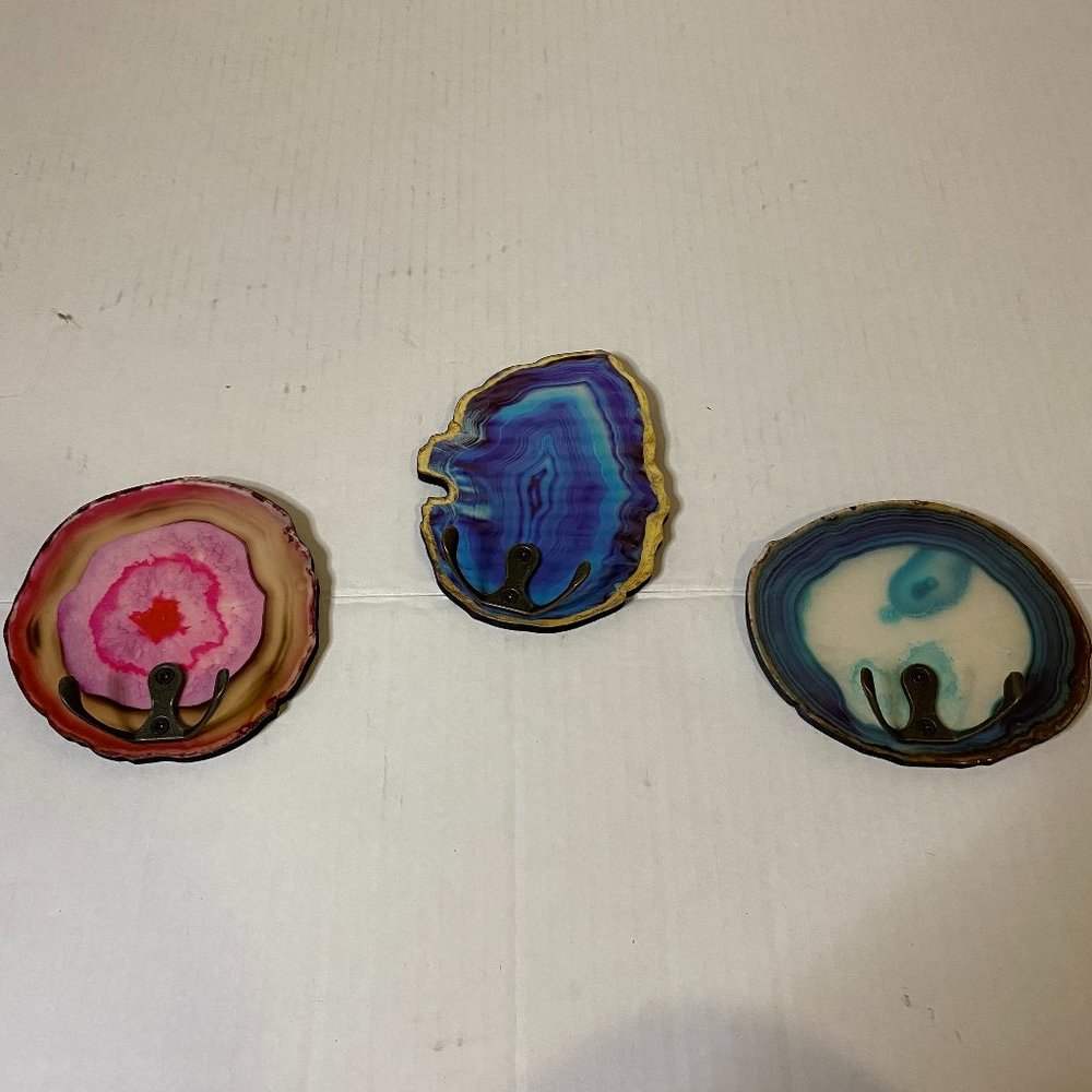 Set of Three Wall Gemstone Hooks